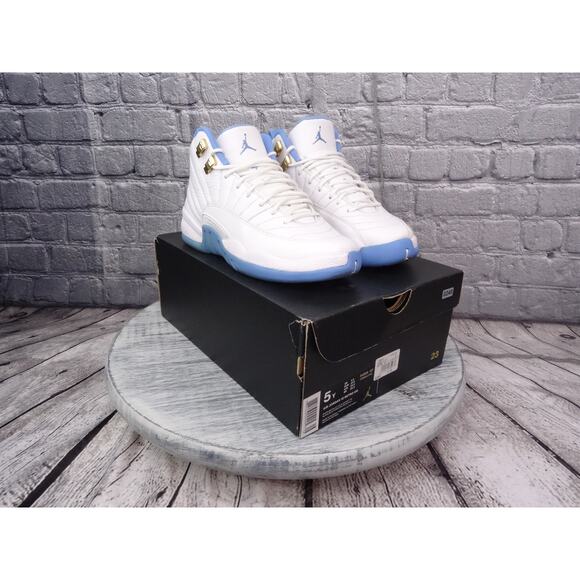 Air Jordan 12 Retro GG White/Metallic Gold-University BL Youth 5y Used OG Box - Picture 1 of 12